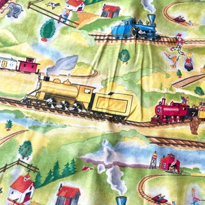 2005 Penguin Group Inc Fabric  **Train and Clowns Fabric**  Vintage Looking  *Fast Shipping*  Vintage  *Retro Kid Fabric*  Hard to Find