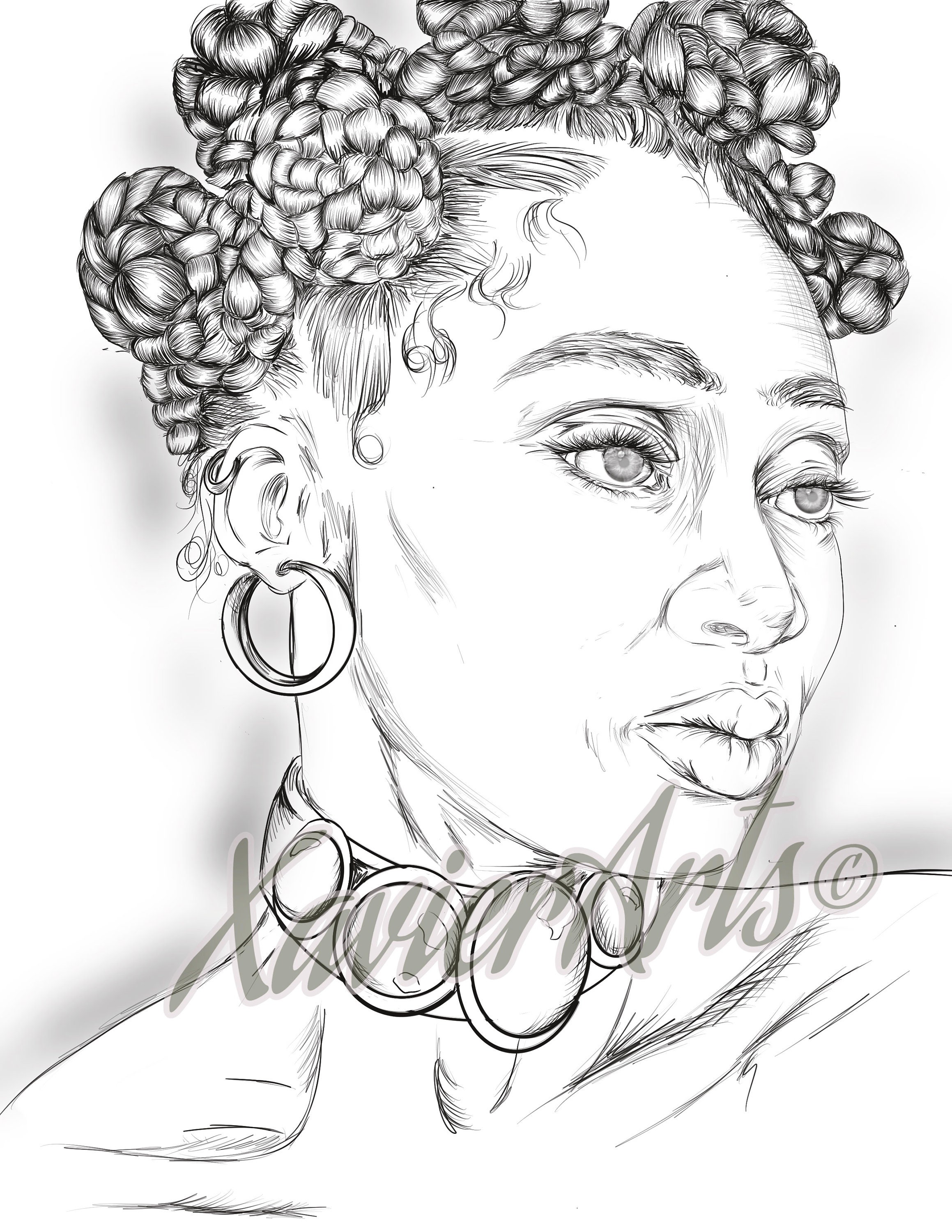 Beautiful african american women, Beautiful Black women coloring sheet