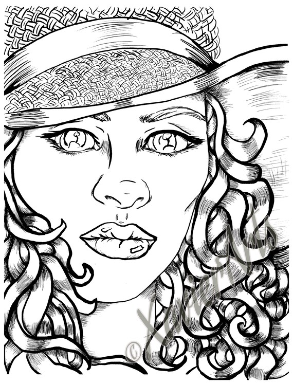 Face one coloring sheet adult coloring page ethinc face | Etsy