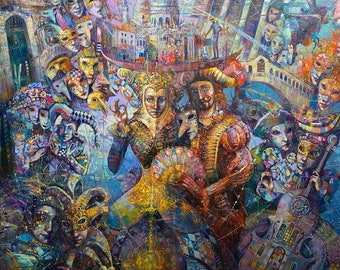 Venise dans mes rêves Oeuvre faite à la main par Pitsko Gienadij, Italie 150 cm x 100 cm Peinture Huile sur toile Portrait Abstrait Oryginal Art peinture