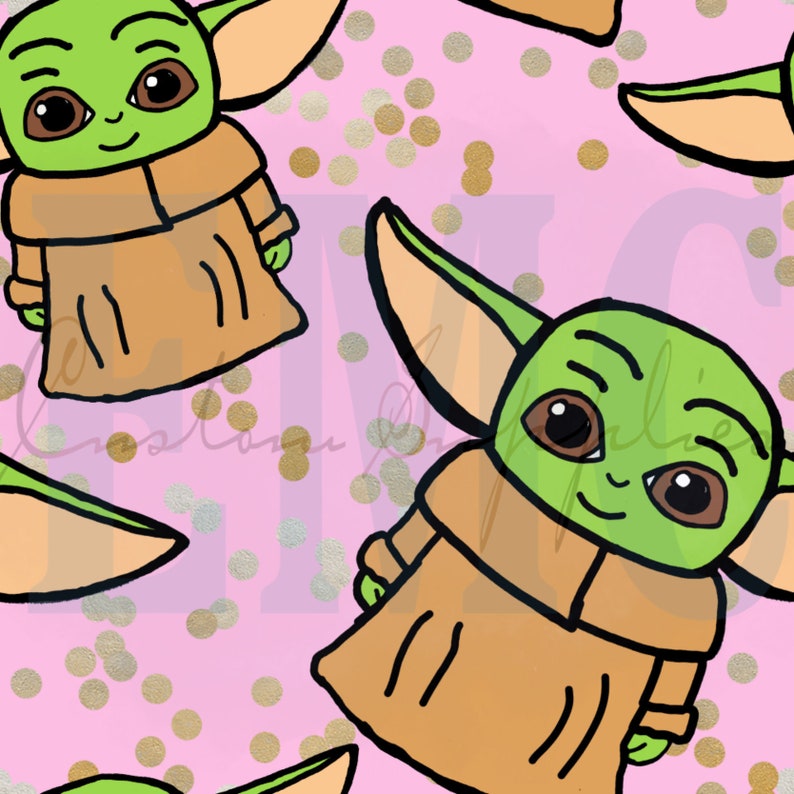 Pink baby yoda inspired seamless file Etsy