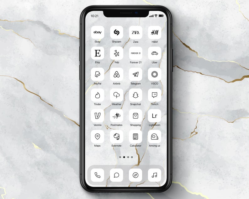 Aesthetic Ios 14 Icons Minimalist White Icons for Ios 14 Etsy