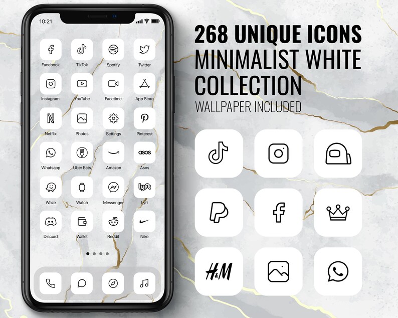 Aesthetic Ios 14 Icons Minimalist White Icons for Ios 14 Etsy