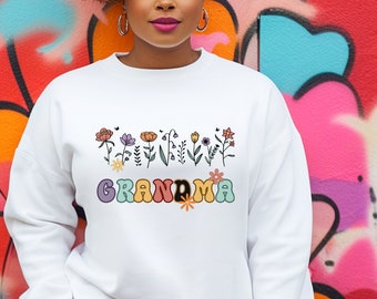 Grandma's Garden Sweatshirt, Flower Sweatshirt, Gift for Grandma, Mom's Garden