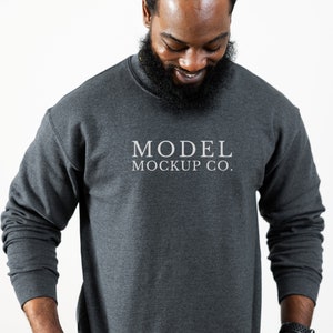 Gildan 18000 Dark Heather Mockup, Male Model Mockup, Gildan Sweatshirt Mockup, Gray Sweatshirt Mockup, Crewneck Mockup, Simple Gildan 18000
