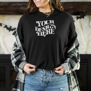 Comfort Colors Black Mockup, Halloween Mockup, Fall Mockup, Comfort Colors C1717 Black Shirt Mockup, Black Shirt Mock Up, Black TShirt Mock