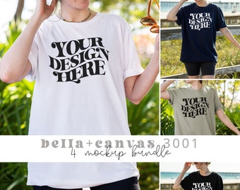 Bella Canvas 3001 Mockup Bundle: Beach T-Shirt Mockups, Canva Compatible, JPEG, Digital Download