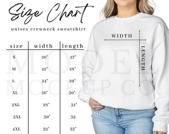 Gildan 18000 Size Chart, Crewneck Sweatshirt Sizing Chart, Gildan