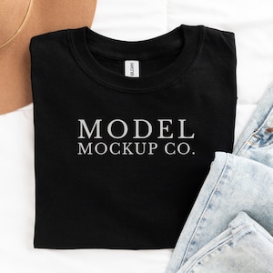 Gildan 64000 Mockup, Black t-shirt mockup, Flat lay Mockup,  Black tee shirt mock-up, flatlay, Black mock-up t-shirt, Gildan Mockup