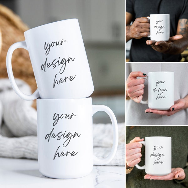 Mug Mockup Bundle, White 15oz Mug Mockup Bundle, Coffee Mug Mockup, White Mug Mockup, Mug Mock Up, Mug Stock Photo, Cozy Mug Mockup