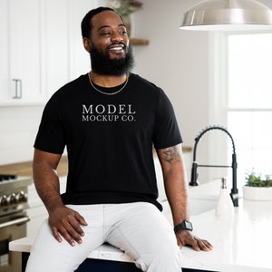 Bella Canvas 3001 Mockup Black, 3001 Black Model Mockup, Black Shirt Mock Up, Black 3001 Mockup, Black Mockup Tshirt, Mens T-shirt Mockup