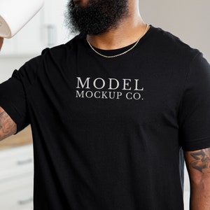 Black Bella Canvas 3001 Mockup, Tshirt Mockup, 3001 Black Model Mockup, Tshirt Mockup, Model Male Mockup, Black Unisex T-shirt Mock Up
