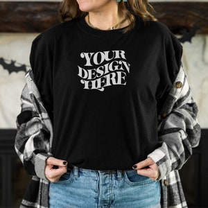 Black Gildan 64000 Mockup, Halloween Mockup, Black Gildan Shirt, Fall Mockup, Model Mockup, Black Gildan mockup, Tshirt Mockup Tee Mockup