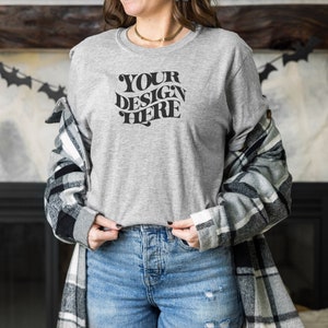Sport Gray Gildan Softstyle Mock up Shirt Gildan 64000, Mockup Tshirt, Gray Tshirt Mockup, Fall Mockup, Halloween Mockup T Shirt Mock Up POD