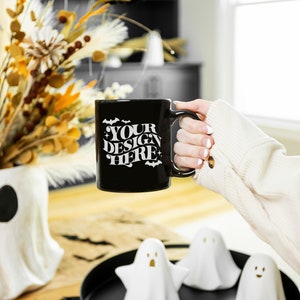 Mug Mockup, Halloween Black Mug Mockup, Fall Mockup Mug, Halloween Mockup, 11oz Coffee Mug Mockup, 11 oz mug mockup Spooky Coffee Mug Mockup
