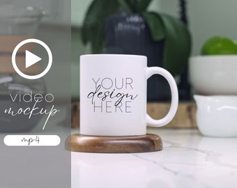 11oz Mug Video Mockup: White Coffee Cup MP4 Template, Canva Compatible, Digital Download