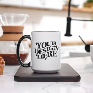 Mug Mockup, Two Tone Mug Mockup, Mug Mockups, Black Handle Mug Mock up, 15oz Mug Mockup, Accent Black handle Mug, Coffee Cup Black Handle