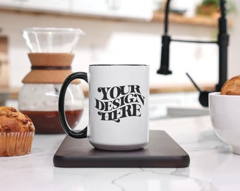 Maqueta de taza bicolor de 15 oz: taza de café con asa negra, jpeg