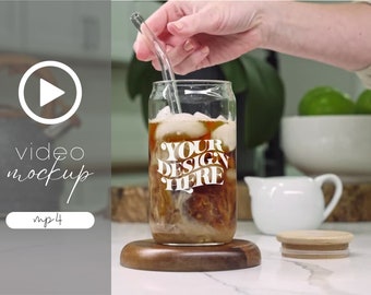 Maqueta de video de Libbey Glass: Plantilla de lata de refresco transparente (MP4), descarga digital, compatible con Canva