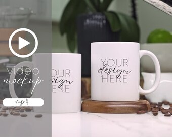 11oz White Mug Video Mockup: Cozy Coffee Cup Template, MP4, Digital Download, Canva Compatible