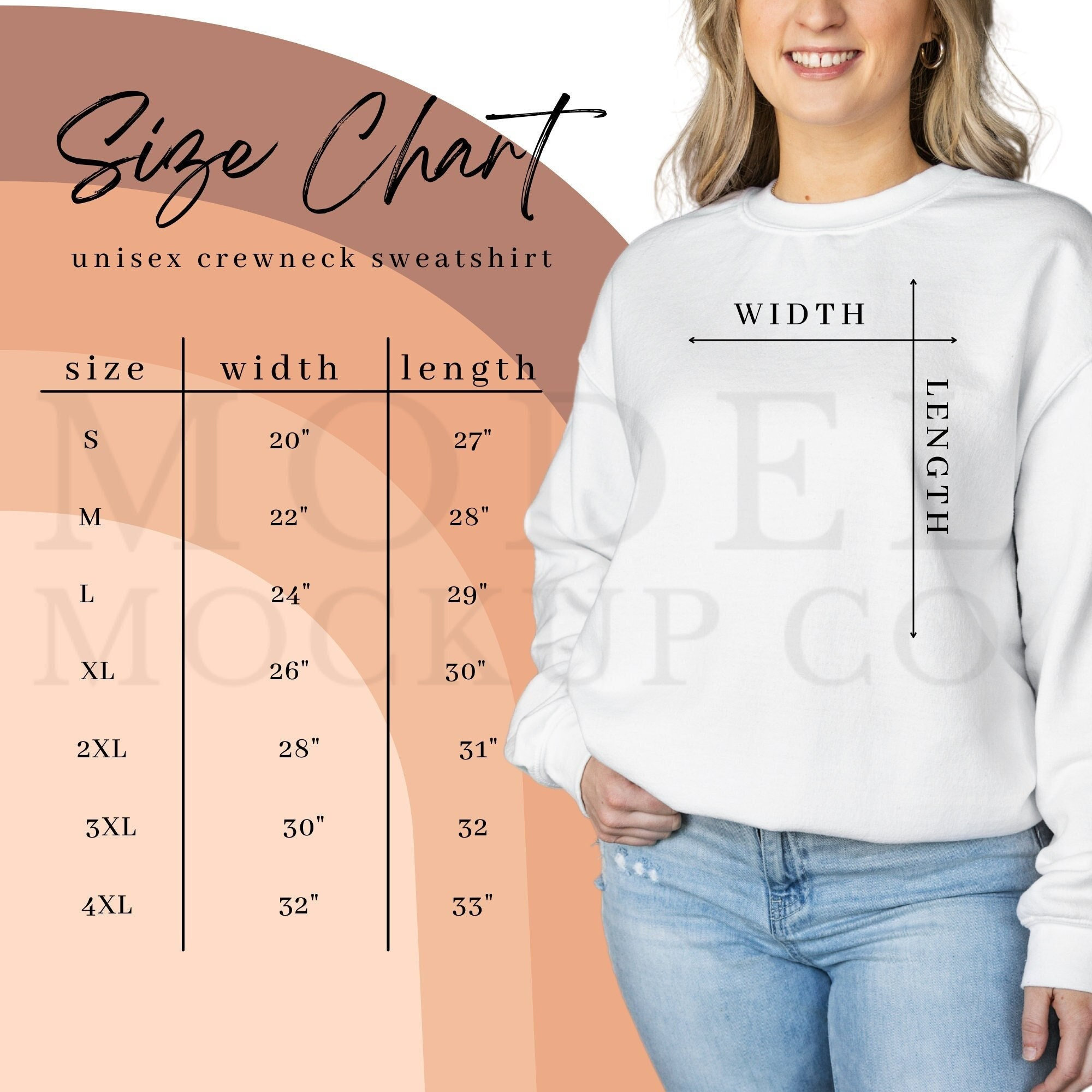 Crewneck Sweatshirt Sizing Chart, Gildan 18000 Size Chart, Unisex