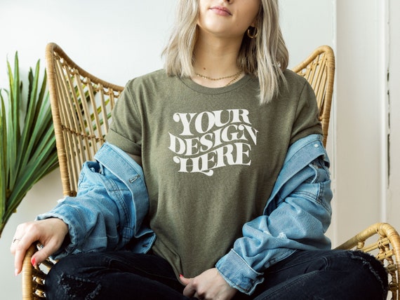Bella Canvas Heather Olive Mockup Heather Olive Mockup - Etsy