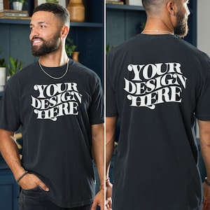 Front and Back Mockup, Comfort Colors 1717 Black Mockup, Comfort Colors Mockup Black Tshirt Mockup, Model Mockup T shirt, 1717 Shirt Mockup