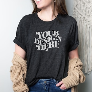 3001 Dark Grey Heather Bella Canvas Mockup, Unisex T-Shirt Model Mockup, Tshirt Mockup, Bella Canvas Mockup, Lifestyle Tee Model Mockup