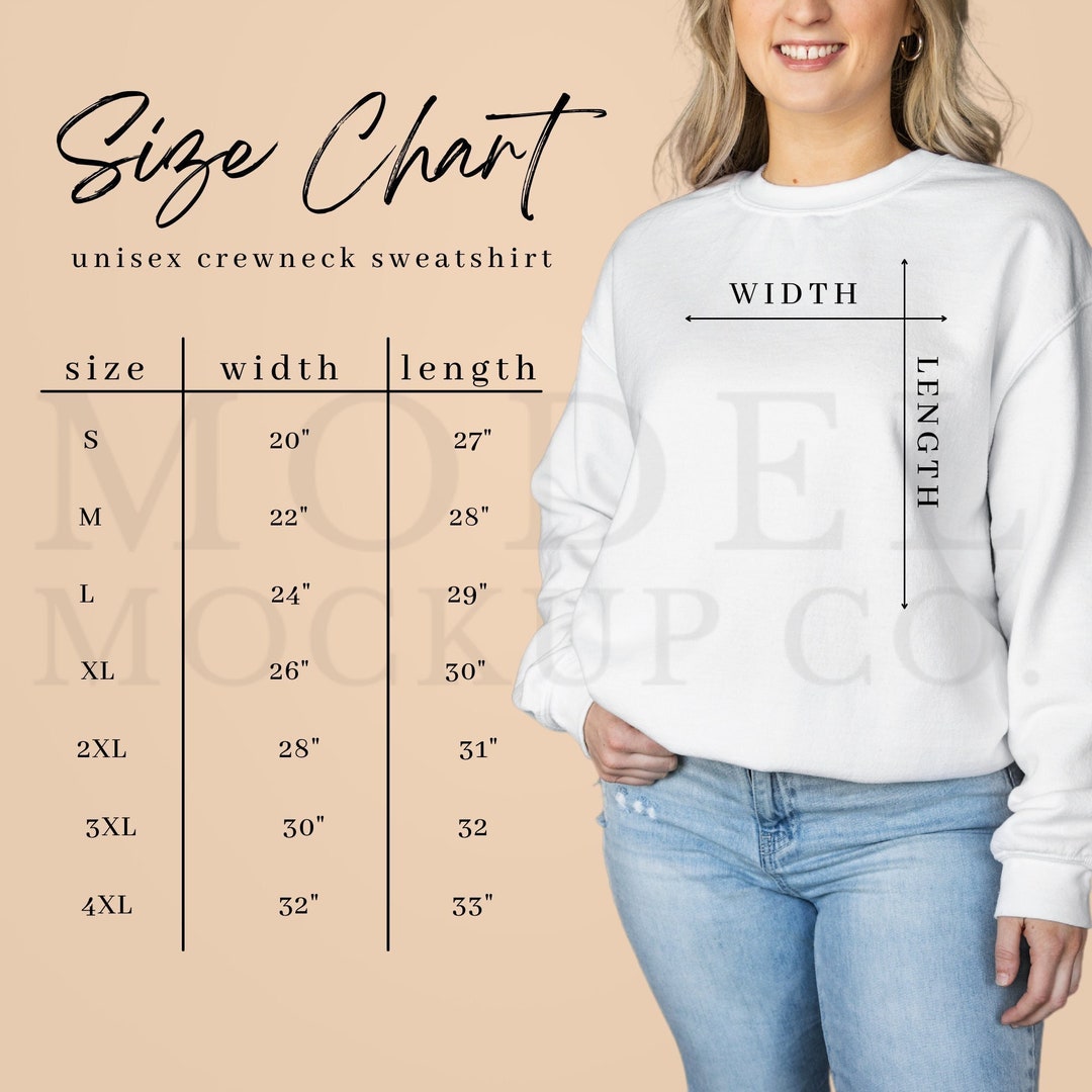 Gildan Size Chart, Crewneck Sweatshirt Sizing Chart, Gildan 18000 Size
