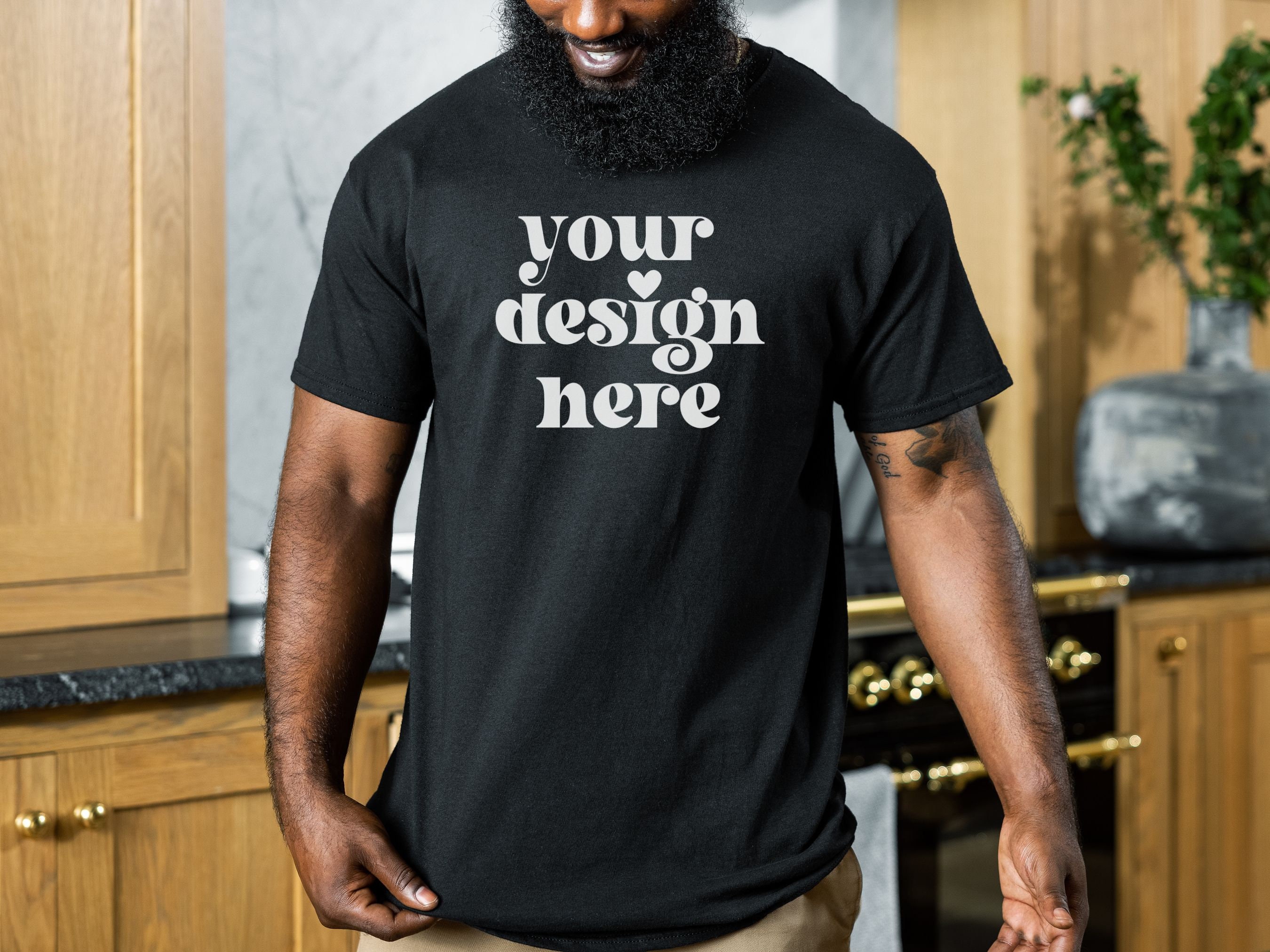 Gildan 64000 Black Mockup Male Mockup T-shirt Mockup 64000 