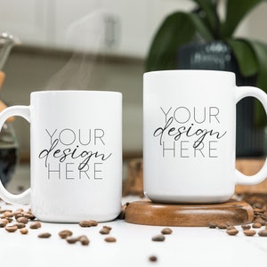 15 oz Mug Mockup, Two Mugs Mockup, Front Back Mug Mockup, Double Mug Mockup, Mockup Mug, His and Hers Mockup, 15oz Mug Mock Up, Two Mugs POD