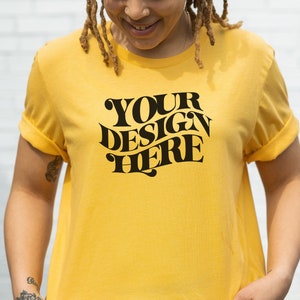Bella Canvas 3001 Yellow Mockup, Summer Mockup, Yellow Shirt Mockup, 3001 Tshirt Mockup,  Spring Mockup, Yellow Mockup Tshirt