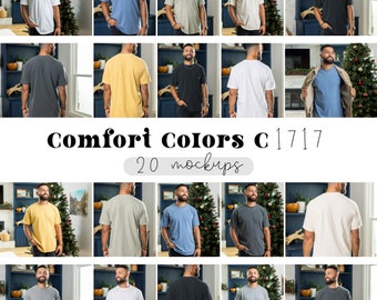 Paquete de maquetas Comfort Colors 1717: Camiseta navideña de modelo masculino, descarga digital, JPEG, compatible con Canva