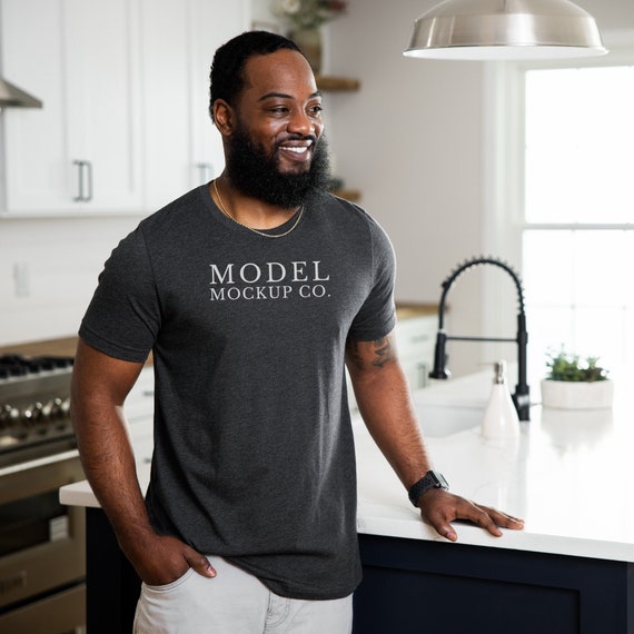 3001 Dark Grey Heather Bella Canvas Mockup, Male Model Mockup, Dark Gray Mockup, Male T-shirt Mock up, Lifestyle TShirt Model Mockup