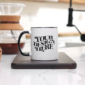 Mug Mockup, Two Tone Mug Mockup, Black Handle Hug Mockup, 11 oz Accent Mug Mockup, Mug Mockups, 11oz Black Handle Mugs Mockup, Coffee Mug