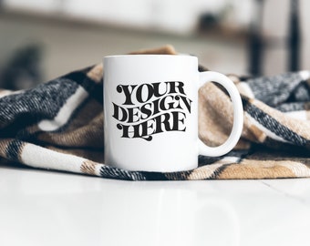 11oz Ceramic Mug Mockup, Blank White Coffee Cup, Canva Compatible, JPEG, Digital Download