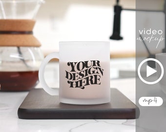 Maqueta de taza de vidrio esmerilado: Maqueta de taza de café (Video MP4)