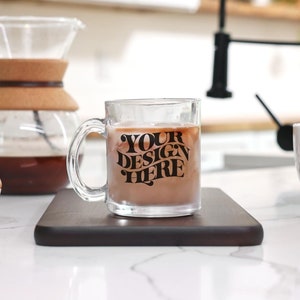 Mug Mockup, Glass Mug Mockup, Clear Glass Mug Mockup, Winter Fall Mug Mockup, Glass Coffee Cup Mock Up, Glass Mug With Handle, JPEG, 10oz