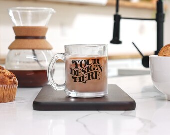 Maqueta de taza de vidrio transparente: taza de café de 10 oz (descarga digital JPEG)