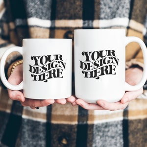 11 oz and 15 oz Mug Mockup, Two Mug Mockup, Blank Mug Mockup, POD White Ceramic Mug, White Coffee Mug Double Mug Mockup Two Coffee Cups Mock