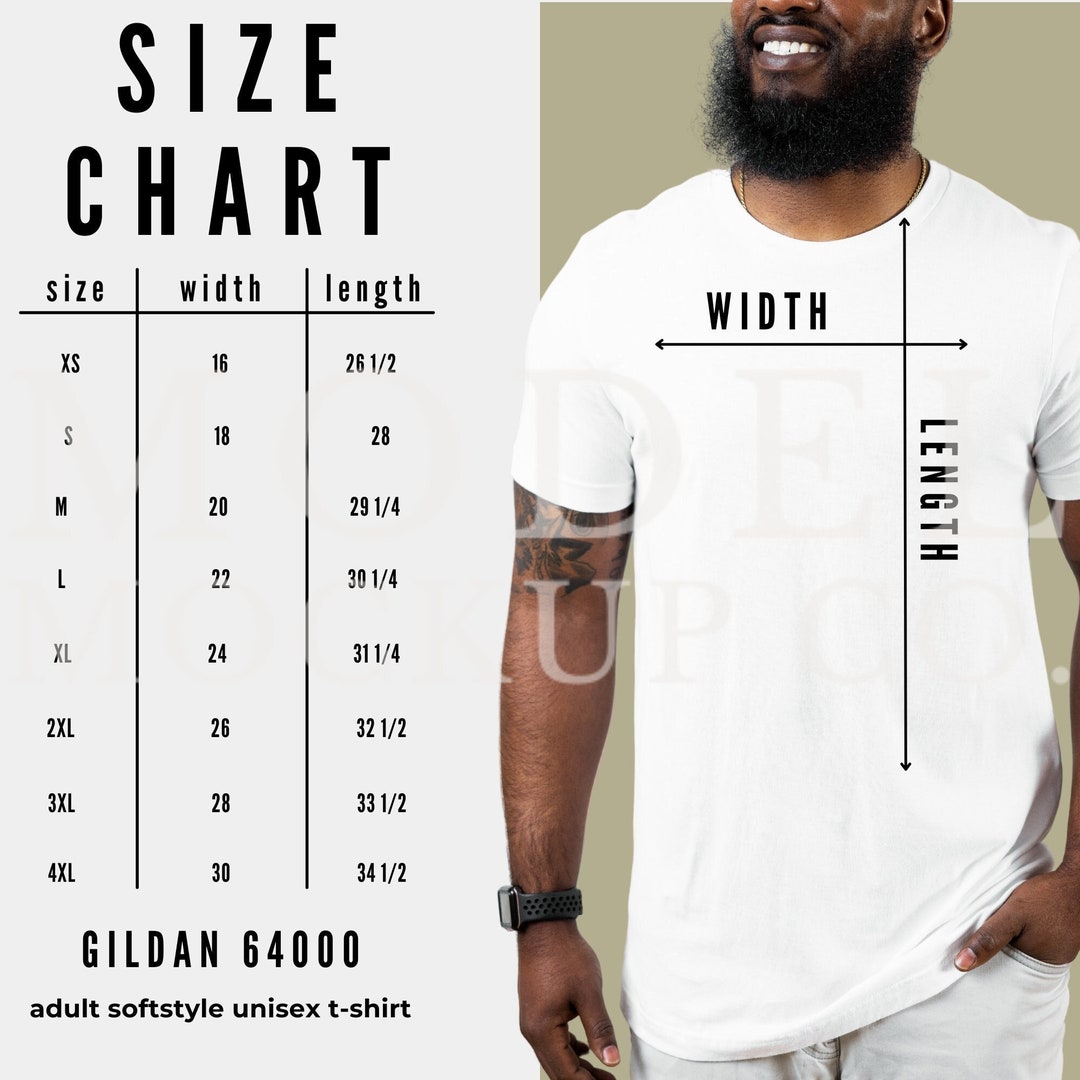 Gildan 64000 Size Chart Size Guide for Gildan T-shirt Gildan - Etsy