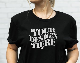 Black Bella Canvas 3001 Tshirt Mockup, Bella Canvas Shirt, Tee Mockup, Model Mockup, T-Shirt Mockup, Tshirt mock, Bella Canvas mock, shirt