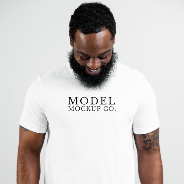 Bella Canvas 3001 Mockup, Bella Canvas White Shirt Mockup, Male Model Mockup, White T Shirt Mock Up, Mockup tshirt, White Mens Tee Mockup