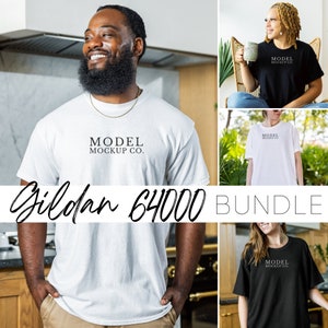 Mockup Bundle Gildan 64000, Gildan Mockup, Mega Mockup Bundle, White Shirt Mockup, T Shirt Mockup Boho Mock Up, Black Tshirt Mockup