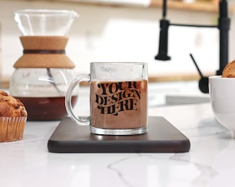 Maqueta de taza de vidrio transparente: taza de café de 10 oz, jpeg, descarga digital