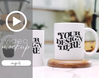 11oz Mug Video Mockup: White Coffee Cup, mp4, digital download, Canva Compatible