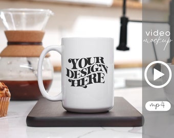 Maqueta de video de taza de 15 oz: compatible con Canva, mp4, descarga digital