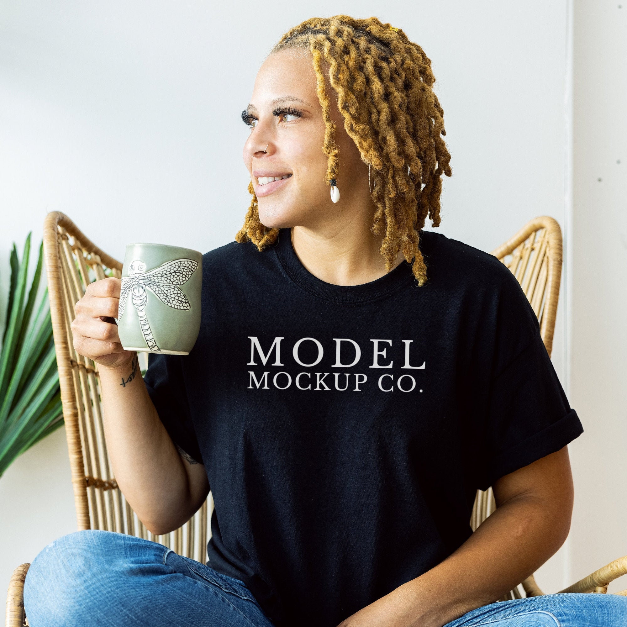 Gildan 64000 Black Mockup T-shirt 