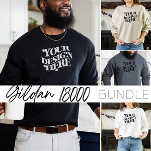 Gildan 18000 Mockup Bundle, Halloween Sweatshirt Mockup Bundle, Gildan Crewneck Mockup Bundle, Model Mockup Gildan 18000 Mockup Men POD Mock