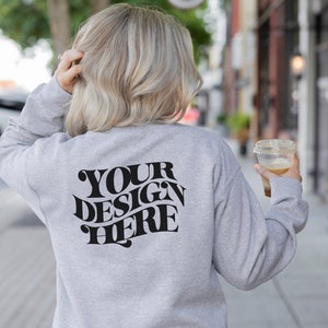 Gildan 18000 Mockup Back, Gildan 18000 Sport Grey Mockup, Gildan 18000 Back Mockup, Sweatshirt Back Sweatshirt Mock up Back of Crewneck POD